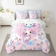 thumbnail image 3 of Feelyou Kawaii Axolotl Teens Twin Bedding Sets 7-Piece, Pink Blue Dreamy Animal Bedding Comforter Set, Cartoon Love Heart Reversible Sheet Sets, Microfiber Bedroom Decor, 3 of 8