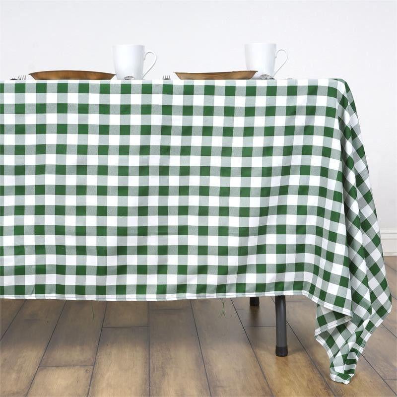 Efavormart Perfect Picnic Inspired Green/White Checkered 60x126" Polyester Tablecloths For Party