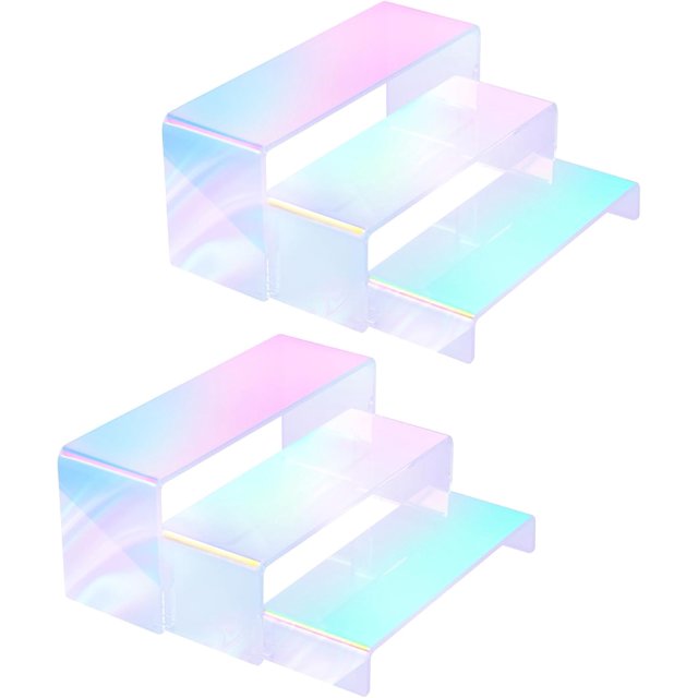 Jolboldy Acrylic Display Riser, 6 Pcs 9" Rectangular Stands (Iridescent-6pcs)