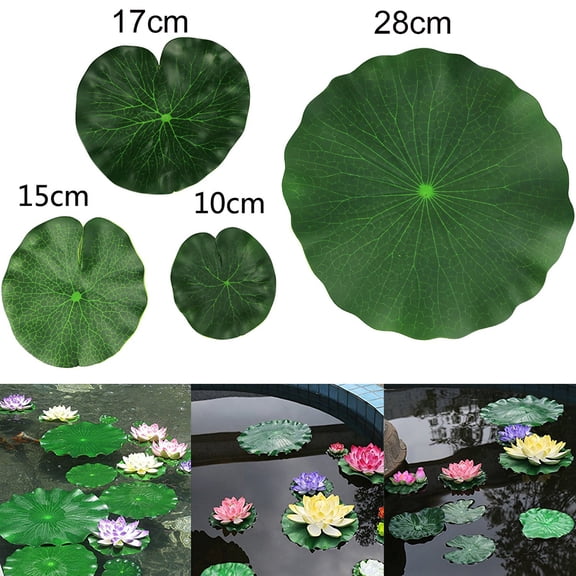 Ludlz 2Pcs Artificial Floating Foam Lotus Leaves | Water Lily Pads Ornaments Perfect for Patio Fish Pond Pool Aquarium Home Garden Wedding Party Special Event Decoration