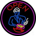 thumbnail image 1 of Open Chinese Chef Logo LED Neon Sign 18 x 18 - inches, Clear Edge Cut Acrylic Backing, with Dimmer - Bright and Premium built indoor LED Neon Sign for restaurant window and interior decor., 1 of 7