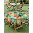 thumbnail image 4 of Outdoor Tablecloth with Umbrella Hole for Patio/Picnic/Party/Camping, Turquoise Summer Pineapple Waterproof Table Cloth Round Cover Washable, Tropical Lemon Fruits Leaves (Dia 60"), 4 of 8
