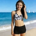 thumbnail image 5 of Avrnliq Girls 3-Piece Tie-Dye Tankini Swimsuit Set with Skirt, Black, Criss Cross Halter Top, Quick Dry Bathing Suit for Girls 4-14 Years,Size 11-12T, 5 of 6