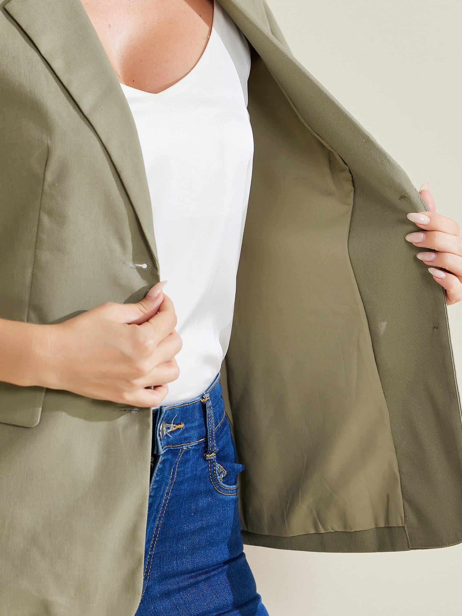 DARING DIVA Sleeveless Blazer for Women's Work Office Suit Vest Jacket S Light Army Green