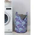thumbnail image 3 of Floral Laundry Bag, Repetitive Purple Tones Cartoon Chrysanthemum Flowers, Hamper Basket with Handles Drawstring Closure for Laundromats, 13" x 19", Pale Seafoam Blue Violet, by Ambesonne, 3 of 4