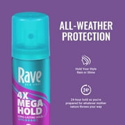 Rave 4X Mega Hold Hair Spray, All-Weather Protection, Travel Size, 1.5 oz