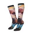 thumbnail image 2 of Fotbe Painted Flower Puppy print Women's Men's Novelty Crew Socks Cotton Socks Knee High Socks for Walking,Running,Nurses,Pregnancy, 2 of 8