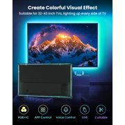 SUNLINKCO 9.84ft LED Lights for 32-43 Inch TV, RGB+IC TV Lights Backlight Strip Behind, with 44 Scene Modes, Bluetooth APP and Voice Control, Music Sync Smart Ambient Lighting for Gaming, Living Room