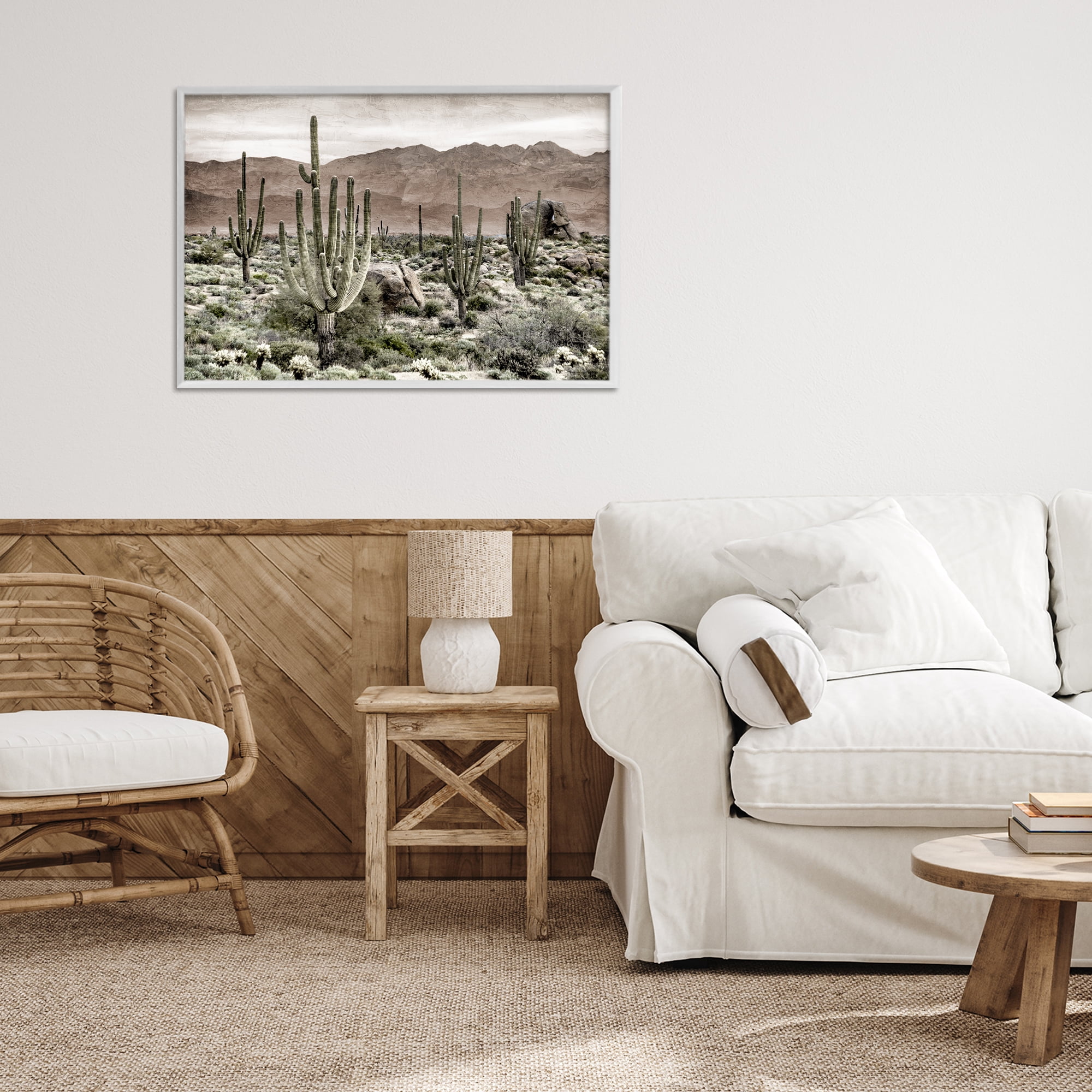 Stupell Industries Desert Land Cacti Wilderness White Framed Giclee Art, design by Kim Allen