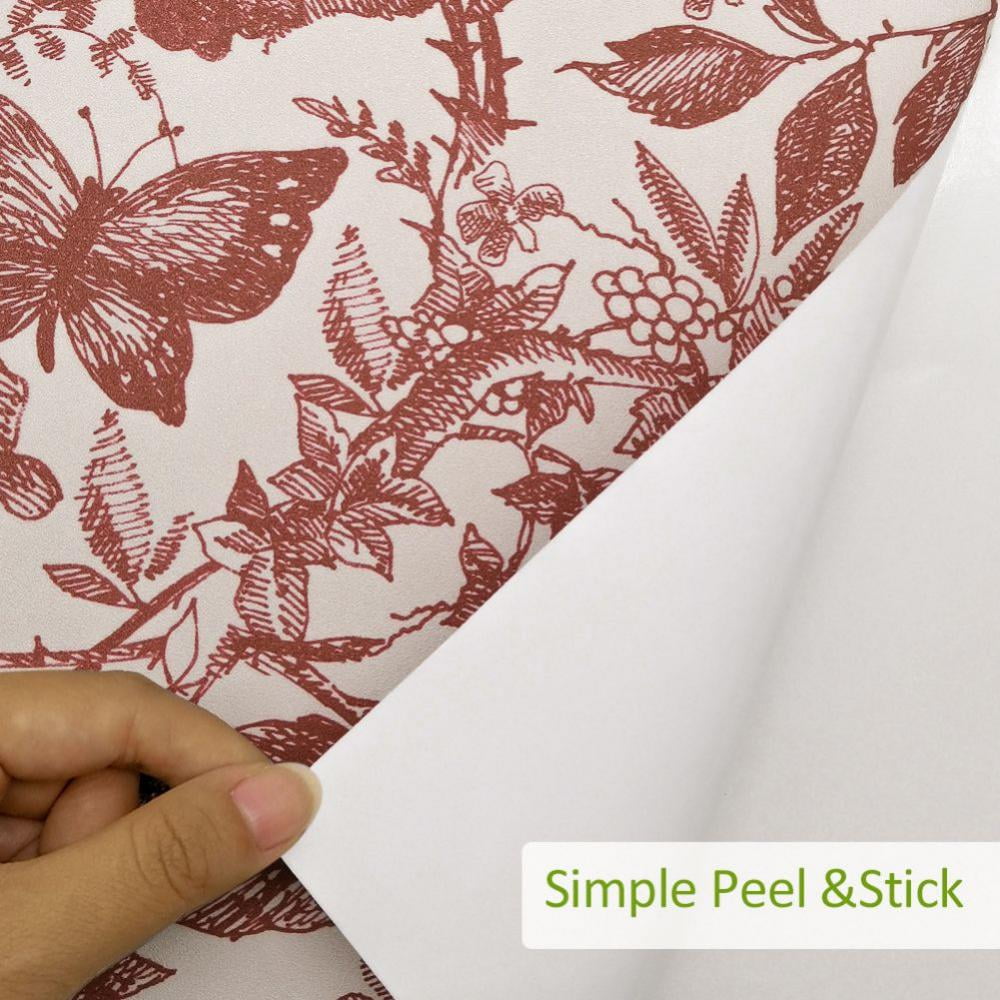 FYCONE Vintage Floral Vintage Wallpaper Peel-and-Stick Removable Wall Sticker for Livingroom Bedroom Kitchen Bathroom,15.7"x 98.4"