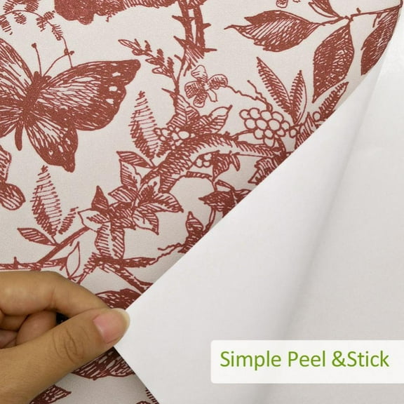 Poseca Floral Wallpaper Red, Peel and Stick Wallpaper 15.7" * 98.4