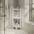 thumbnail image 6 of DWVO 3 Tiers Corner Shelf Corner Stool, Poly Lumber Corner Shower Bench, Bathroom Shelf Organizer,Floor Standing Bookshelf, Hips Water-Resistant Corner Shelf Stand for Bathroom-White, 6 of 7