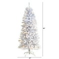 thumbnail image 3 of Nearly Natural Warm White Prelit LED White Decorated Slim Christmas Tree, with 491 Bendable Branches 5', 3 of 9