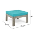 thumbnail image 5 of Faviola Ana Outdoor 3 Seater Acacia Wood Sofa Sectional with Cushions, Light Gray and Teal, 5 of 11