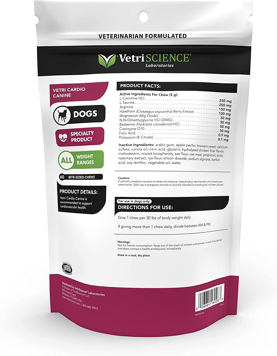 VetriScience Vetri Cardio Canine Cardiovascular Health Support