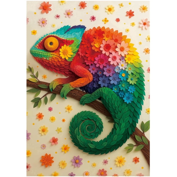 BenBen Puzzles for Adults 500 Pieces, Floral Chameleon Jigsaw Puzzles, 19.5 in x 13.5 in