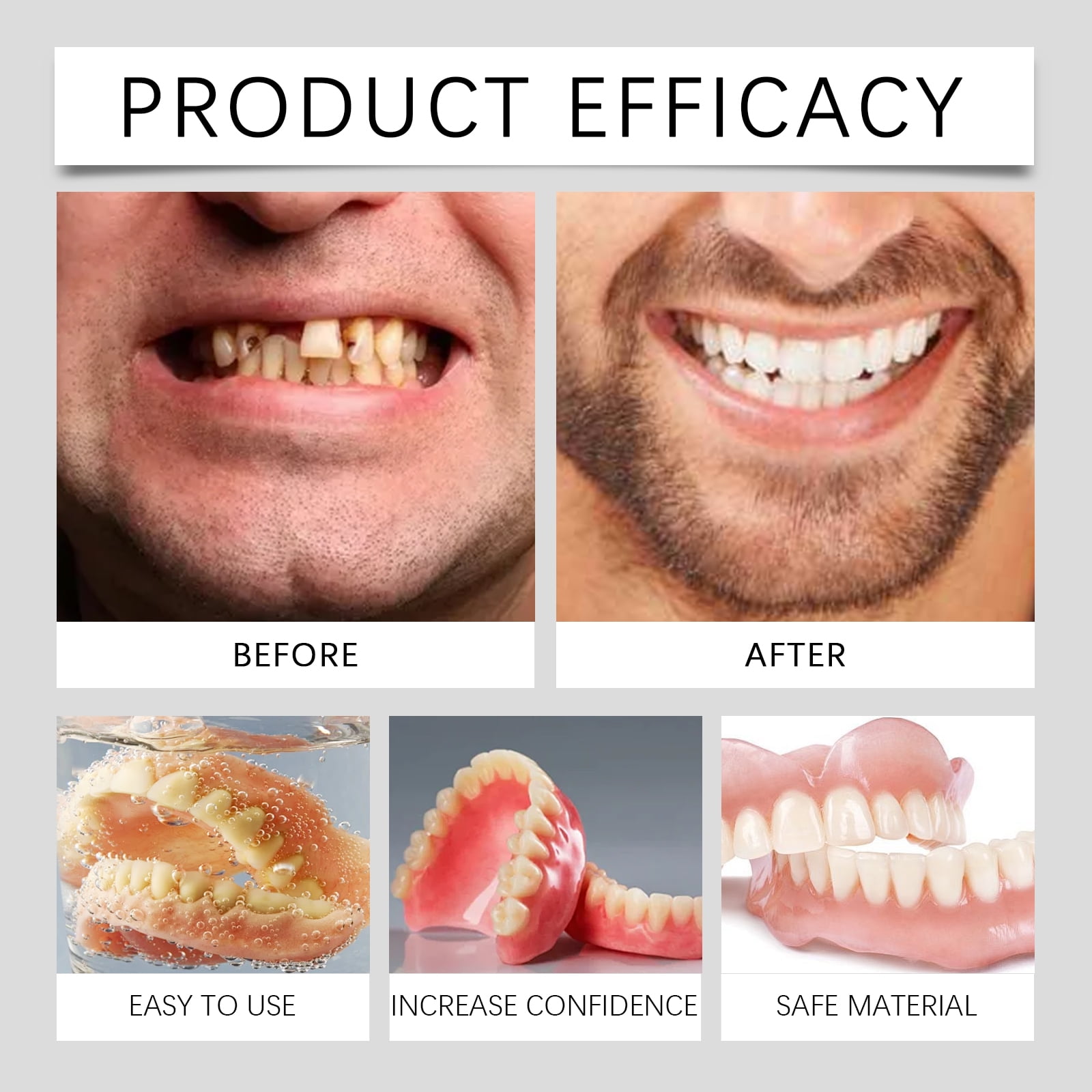 HZA Silicone Full Dentures Prostheses for All Men and Women