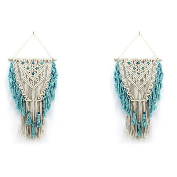2X Wall Hanging Macrame Curtain Bohemian Hand Woven Tapestry Perfect Door Curtain Macrame 45 x 75cm