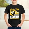 thumbnail image 2 of Huowey Kids Shirt Excavator Short Sleeve Crewneck T-Shirts Top Tee Toddler Boys Value Pack Cotton T-Shirts Tops,Black,4-5 Years, 2 of 4