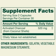 Spring Valley Activated Charcoal Dietary Supplement Capsules for General Wellness, 520 mg, 60 Count