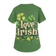 thumbnail image 3 of Working Uniform for Women Irish Shamrock Printed V Neck Breathable T-Shirts Short Sleeve Professionals Soft Stretch St. Patrick's Day Scrub Tops with Pockets dark green Small, 3 of 4
