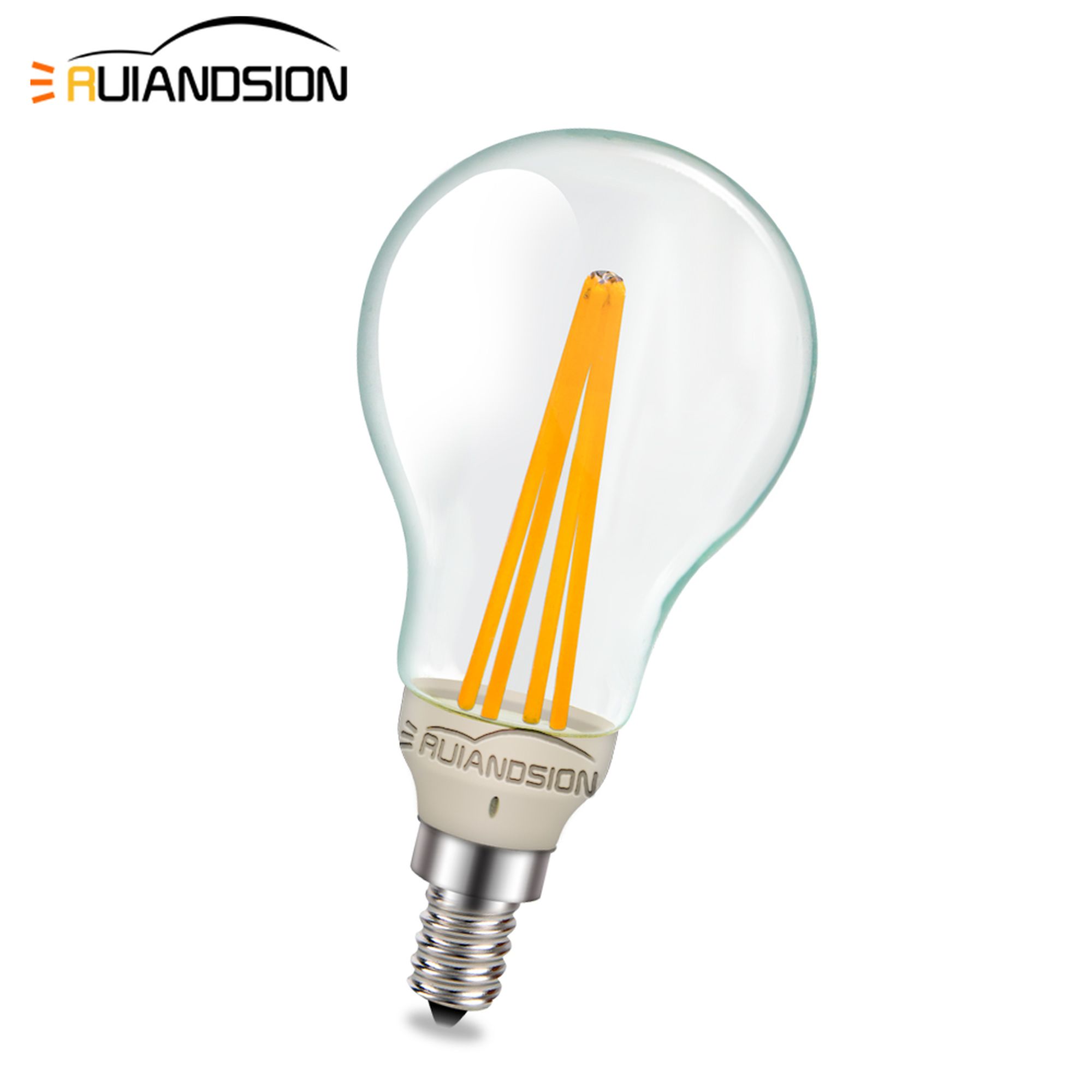 Ruiandsion 10-Pack E12  Vintage Filament LED Bulb, 110V AC 4W 3000K Soft Warm Glow 600LM,Replacement for Candelabra Light,A19
