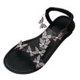 thumbnail image 2 of Viluyesy Womens Flat Sandals, Wide Width Open Toe Shiny Rhinestone Fashion Casual Beach Shoes Black US6.5, 2 of 5
