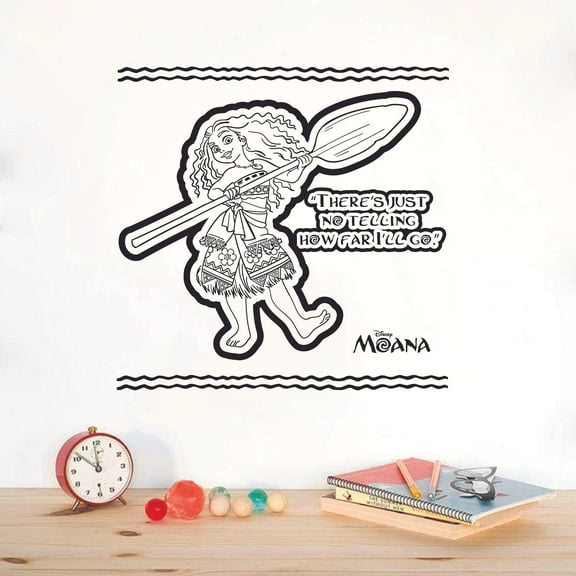 Theres Just No Telling How Far I'll Go Disney Princess Moana Movie Quote Vinyl Wall Art Sticker Wall Decal Home Decoration Girl Boy Room Wall Decor Kinder Nursery Kids Children Room Size (20x20 inch)