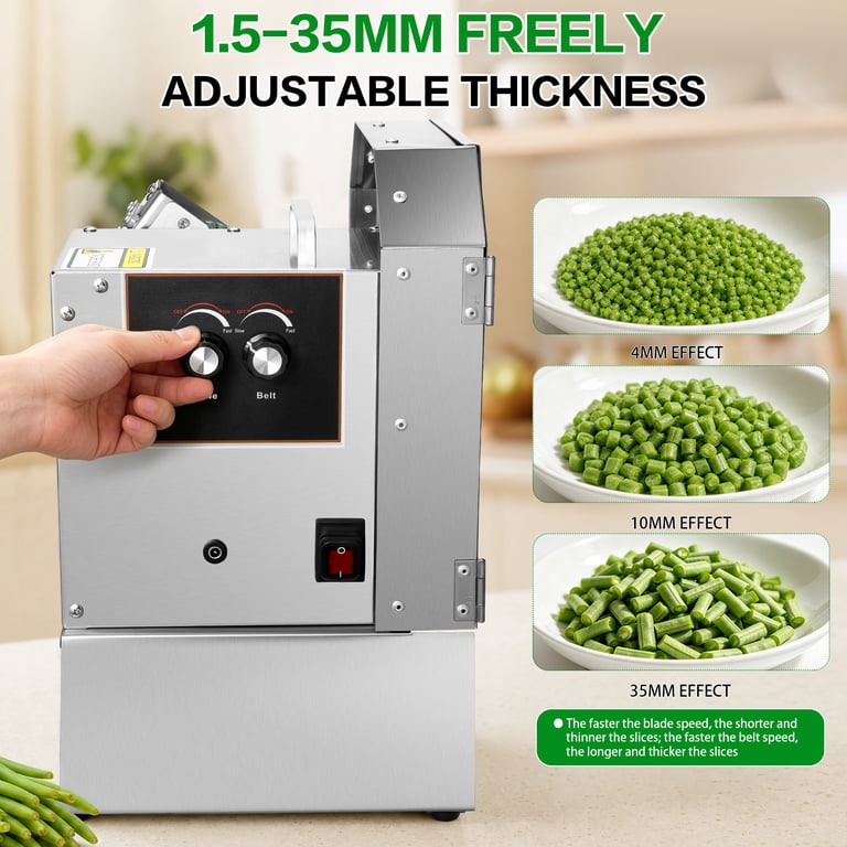 JHKNNK 200W Commercial Vegetable Slicer, 100kg/h 1.5‑35mm Adjustable ...