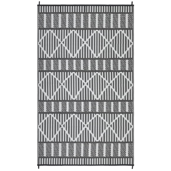 Outdoor Rug 9x12 - Waterproof Reversible Plastic Straw Mat, Gray & White, UV Resistant for Patio Deck Backyard