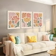 thumbnail image 3 of Boho Flower Canvas Wall Art Abstract Floral Pictures Prints Set of 3 Minimalist Botanical Painting Poster Flower Market Aesthetic Wall Decor for Living room Bedroom 12"x16" Framed, 3 of 7