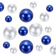 thumbnail image 1 of Uxcell 150Pcs Perlas Falsas para Manualidades, Perlas Redondas Sin Agujero de 8/14/20mm, Blancas/Azules, 1 of 5