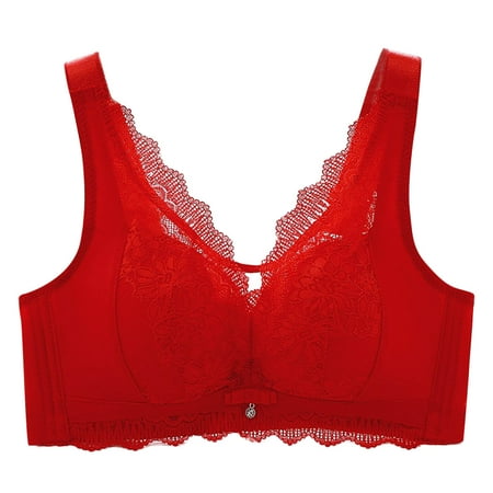 Women Embroidery Minimizer Bra Full Coverage Bralettes Wirefree Underwear Lace Lingerie No Underwire Everyday Bra