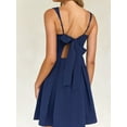 thumbnail image 3 of Dycnvjo Womens 2025 Mini Sleeveless Dress Backless Tie Square Neck Short Party Dress Navy Blue S, 3 of 8