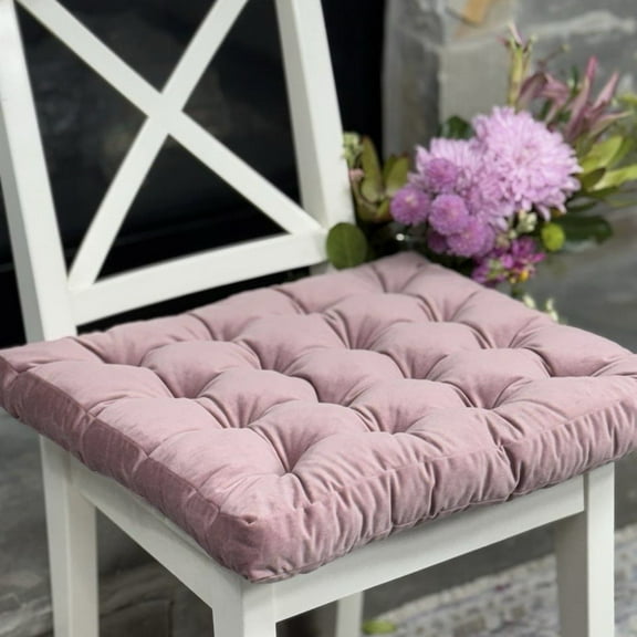 Velvet Square Chair Cushion Pink