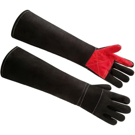Jtbuh XLY Long Welding Gloves 23.6 Inches 932℉,Heat/Fire Resistant Leather For Mig, Tig, Stick, Forge, BBQ, Grill, Fireplace