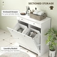 thumbnail image 3 of HOMCOM Tilt Out Laundry Hamper, Laundry Hamper Cabinet with 2 Baskets, Laundry Cabinet Bathroom Storage Cabinet with 2 Drawers, White, 3 of 8