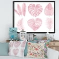thumbnail image 2 of Designart 'Tropical Pink Watercolour Leaves On White I' Shabby Chic Framed Canvas Wall Art Print, 2 of 5