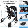 thumbnail image 2 of Aukfa Foldable Rollator Walkers with Seat,8" Big Wheels All Terrain Rolling Walker for Seniors,Blue, 2 of 8