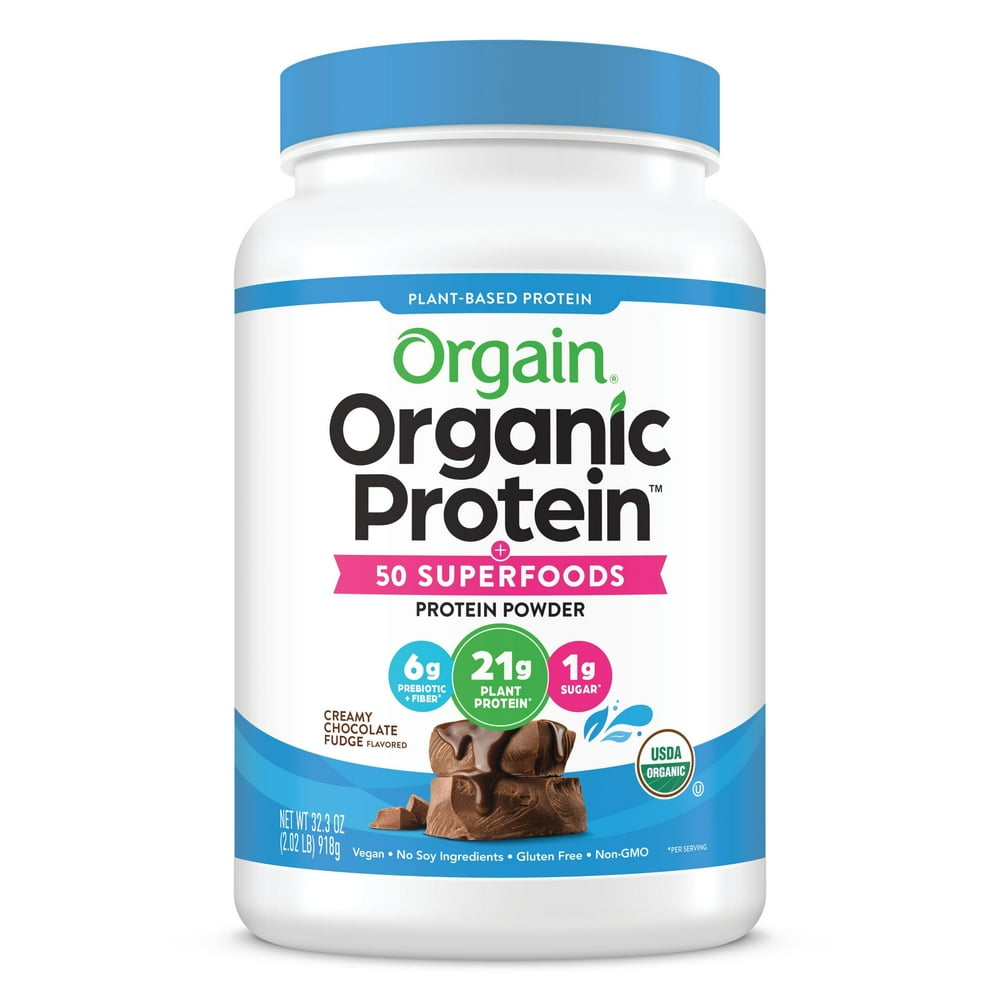 Orgain Organic Protein + Superfoods Powder, Creamy Chocolate Fudge, 21g