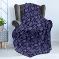 thumbnail image 4 of Batik Soft Flannel Fleece Blanket, Monochrome Paisley Leaves with Flower Petals and Branches Flourish Oriental Motifs, Cozy Plush for Indoor and Outdoor Use, 50" x 60", Indigo White, by Ambesonne, 4 of 5