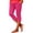Hot Pink, variant on Womens Solid Lace Trim Capri Leggings Dual Hidden Side Slip Pockets Mid Rise Stretch Elastic Waist Thin Breathable Loose Mid Calf Casual Base Layer Cropped Pants