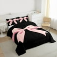 thumbnail image 4 of Feelyou Black Pink Bowknot Bedding Comforter Set for Girls, Kawaii Bow-tie Ribbon Twin Comforter Sets, Cute Princess Style Reversible Bedding Set, Lightweight Room Decor, 2 Pieces, 4 of 9