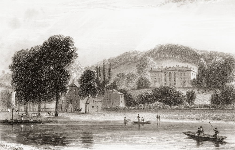 19th century view of Beaumont Lodge Old Windsor Berkshire England Sold in 1854 to the Society of Jesus and renamed Beaumont College a Jesuit public school From Churtons Portrait and Lanscape Gallery p