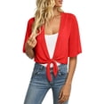 thumbnail image 2 of Women's 2026 Summer Lightweight Short Chiffon Bolero Cardigan Shrug Sheer Tie Front Top 3/4 Sleeve Jacket for Dress, 2 of 6