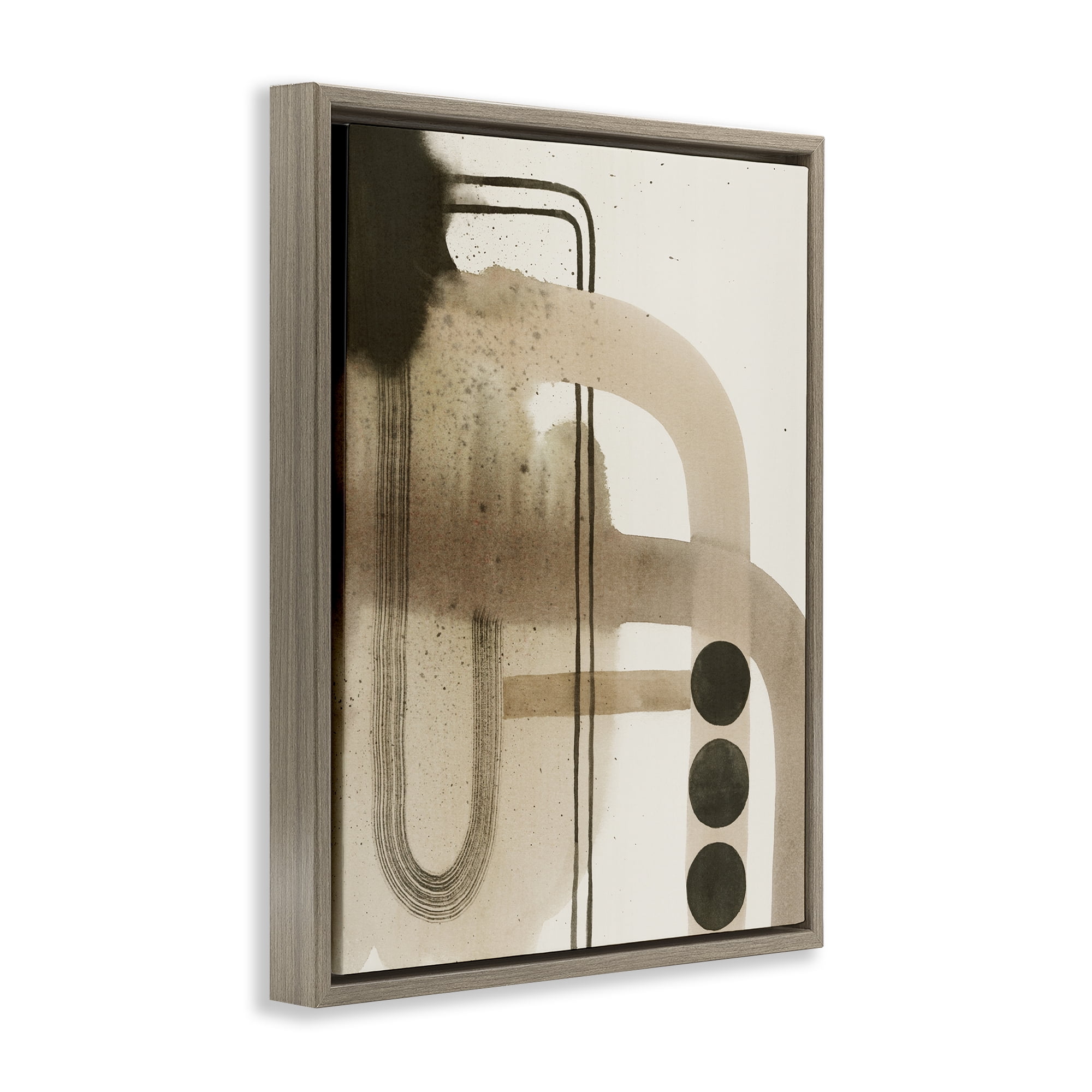 Stupell Industries Beige Retro Arches Abstract Painting Brown Floater Framed Canvas Art Print Wall Art, 17 x 21