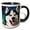 Black/White, variant on 3drose, Funny Siberian Husky Dog Portrait. Colorful Digital Art Gift for You, 11oz Two-tone Red Mug