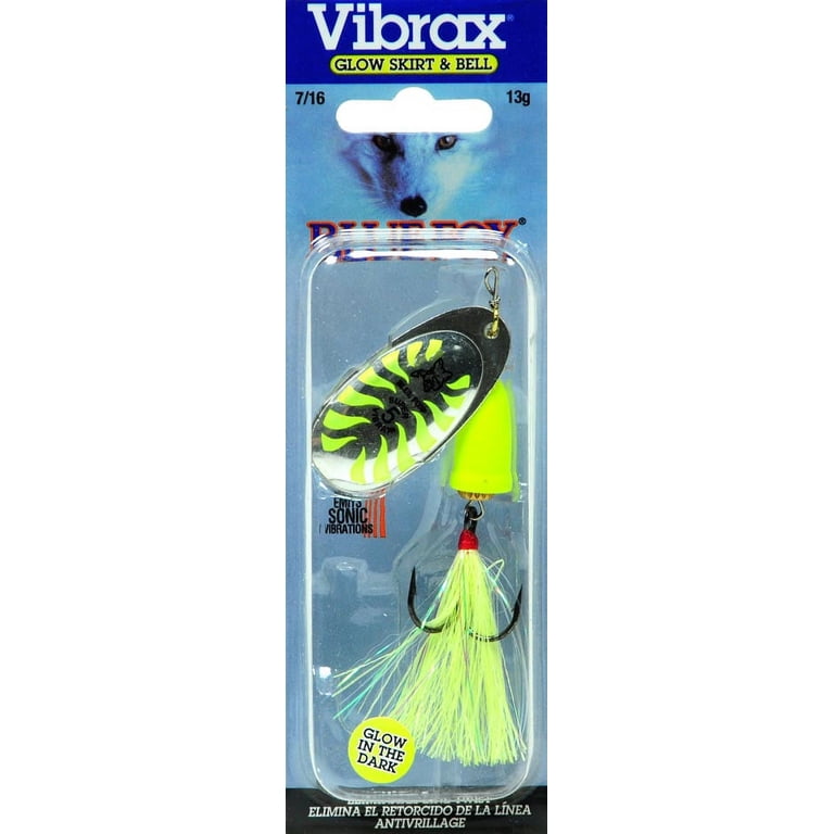 Blue Fox Vibrax Glow Fishing Lure - 7/16 Oz, Brass Gear, Silver/Copper Plated, Legendary Flash