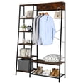 thumbnail image 3 of Entryway Hall Trees with Hooks, Storage Shelves and Shoes Bench, Freestanding Closet Organizer Clothes Rack with Coat Rack, Closet Garments Shelf for Hallway, Bedroom-Black Vingtage Walnut, 3 of 9