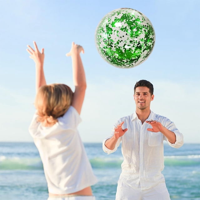 Inflatable Glitter Transparent Beach Ball for Water Play and Outdoor Sports, PVC with Sequin Light Refraction, 30cm, Easy to Carry for Pool, Beach, and Lake Fun